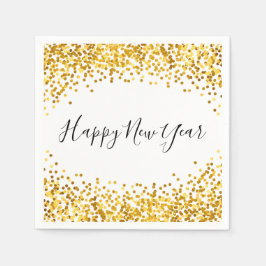Happy New Year Gold Confetti Holiday Napkin Servet