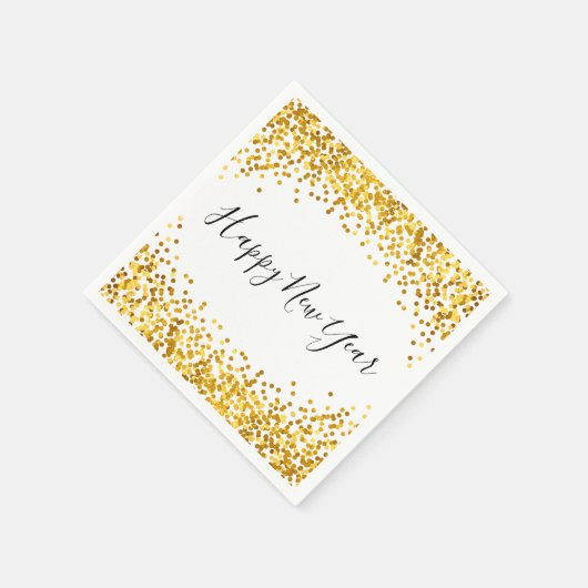 Happy New Year Gold Confetti Holiday Napkin Servet (Hoek)