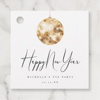 Happy New Year Gold Disco Ball  Bedankjes Labels