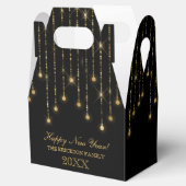 Happy New Year Gold en Black String Lights Bedankdoosjes (Geopend)