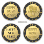 Happy New Year Gold Faux Folie en Black Sticker (Voorkant)