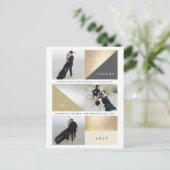 Happy New Year Gold Foil Blokken Stijlvol 3 Foto Feestdagenkaart (Staand voorkant)