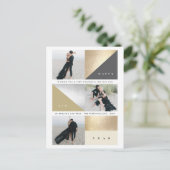 Happy New Year Gold Foil Blokken Stijlvol 3 Foto Feestdagenkaart (Staand voorkant)