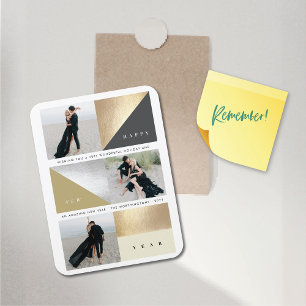 Happy New Year Gold Foil Blokken Stijlvol 3 Foto Magneet