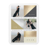Happy New Year Gold Foil Blokken Stijlvol 3 Foto Magneet (Verticaal)