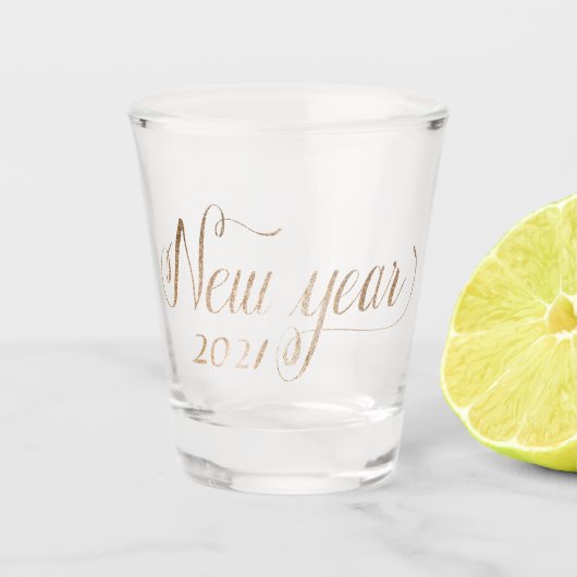 Happy New Year Gold Glitter 2021 Shot Glas (Voorkant)
