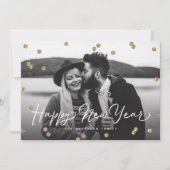 Happy New Year Gold Glitter Confetti Stippen Feestdagenkaart (Voorkant)