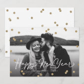 Happy New Year Gold Glitter Confetti Stippen Feestdagenkaart (Voorkant / Achterkant)