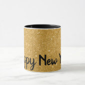 Happy New Year Gold Glitter Effect Coffee Mok (Midden)