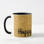 Happy New Year Gold Glitter Effect Coffee Mok (Links)