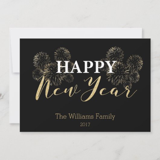 Happy New Year Gold Glitter Kaart (Voorkant)