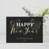 Happy New Year Gold Glitter Kaart (Staand voorkant)