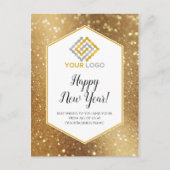 Happy New Year Gold Glitter Logo Business Postcard Briefkaart (Voorkant)
