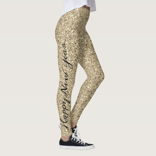 Happy New Year Gold Glitter Party Weemens Leggings (Rechts)