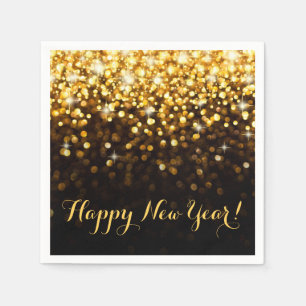 Happy New Year Gold Glitter Sparkle New York Eeuw Servetten