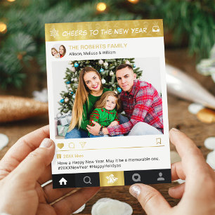 Happy New Year Gold Instagram Lijst Foto Feestdagenkaart