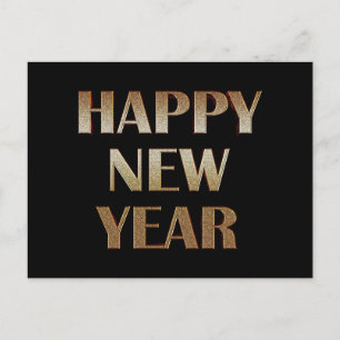 Happy New Year Gold Metallic Text Afbeelding Briefkaart