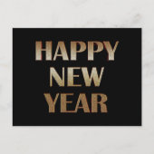 Happy New Year Gold Metallic Text Afbeelding Briefkaart (Voorkant)