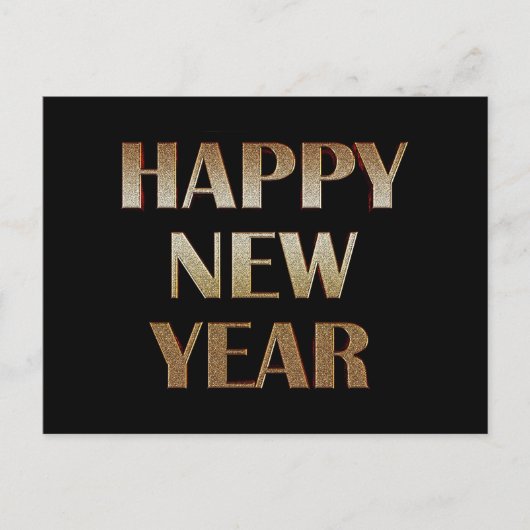 Happy New Year Gold Metallic Text Afbeelding Briefkaart (Voorkant)