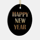 Happy New Year Gold Metallic Text Afbeelding Keramisch Ornament (Rechts)