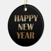 Happy New Year Gold Metallic Text Afbeelding Keramisch Ornament (Links)