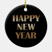 Happy New Year Gold Metallic Text Afbeelding Keramisch Ornament (Achterkant)