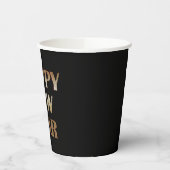 Happy New Year Gold Metallic Text Afbeelding Papieren Bekers (Links)