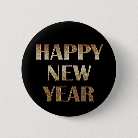 Happy New Year Gold Metallic Text Afbeelding Ronde Button 5,7 Cm (Voorkant)