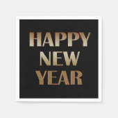Happy New Year Gold Metallic Text Afbeelding Servet (Voorkant)