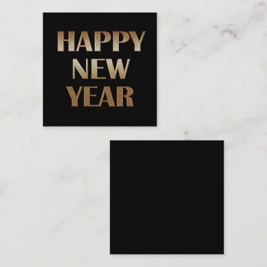 Happy New Year Gold Metallic Text Afbeelding Vierkante Visitekaartje (Voorkant / Achterkant)