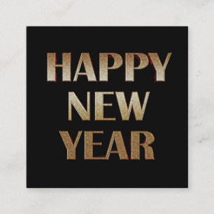Happy New Year Gold Metallic Text Afbeelding Vierkante Visitekaartje