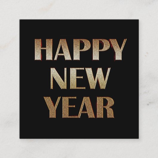 Happy New Year Gold Metallic Text Afbeelding Vierkante Visitekaartje (Voorkant)