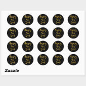 Happy New Year Gold op zwarte charmerende camera Ronde Sticker (Vel)