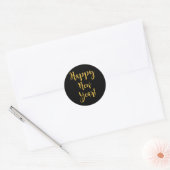 Happy New Year Gold op zwarte charmerende camera Ronde Sticker (Envelop)