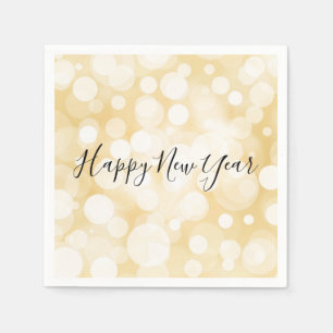 Happy New Year Gold Polka Dot Holiday Napkin Servet