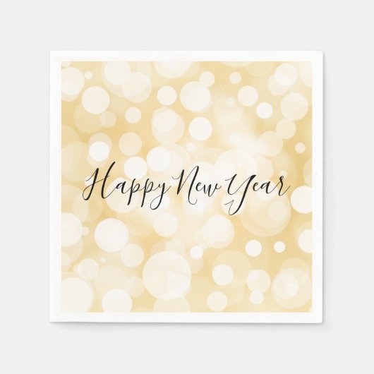 Happy New Year Gold Polka Dot Holiday Napkin Servet (Voorkant)