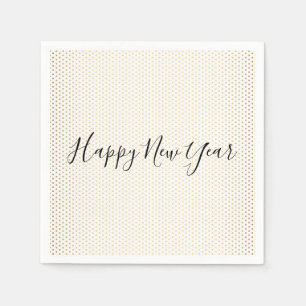 Happy New Year Gold Polka Dot Holiday Napkin Servetten