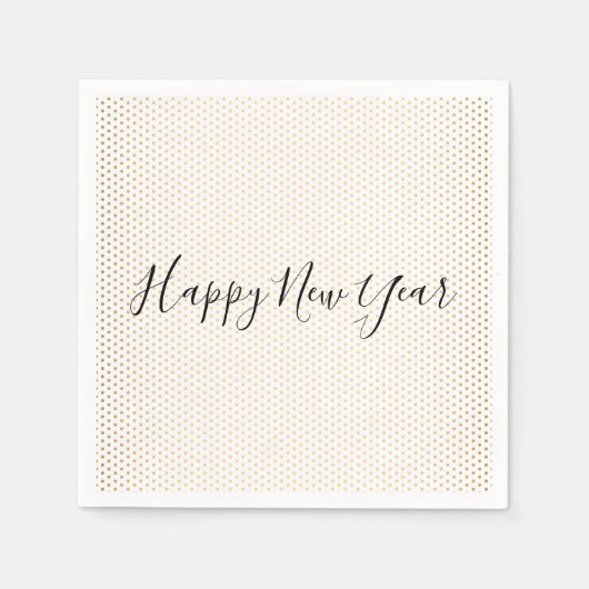 Happy New Year Gold Polka Dot Holiday Napkin Servetten (Voorkant)