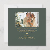 Happy New Year Gold Script 4 Photo Collage Green Feestdagenkaart (Achterkant)