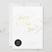 Happy New Year Gold script zakelijke logo Feestdagenkaart (Voorkant)