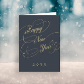 Happy New Year Gold-scriptbedrijf Feestdagen Kaart
