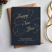 Happy New Year Gold-scriptbedrijf Feestdagenkaart