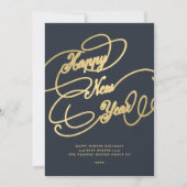 Happy New Year Gold-scriptbedrijf Feestdagenkaart (Voorkant)