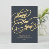 Happy New Year Gold-scriptbedrijf Feestdagenkaart (Staand voorkant)