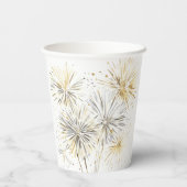 Happy New Year Gold Silver Fireworks Papieren Bekers (Achterkant)