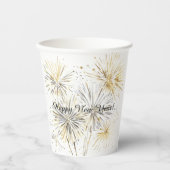 Happy New Year Gold Silver Fireworks Papieren Bekers (Voorkant)