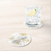 Happy New Year Gold Silver Fireworks Ronde Kartonnen Onderzetter (Insitu)