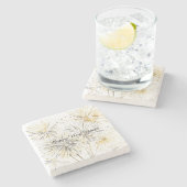 Happy New Year Gold Silver Fireworks Stenen Onderzetter (Zijkant)