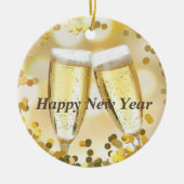 Happy New Year Gold Sparkle Champagne Keramisch Ornament (Voorkant)