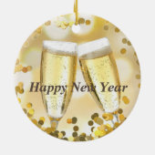 Happy New Year Gold Sparkle Champagne Keramisch Ornament (Achterkant)